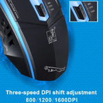 Souris de jeu optique filaire Chasing Leopard 199 USB 1600 DPI avec rétroéclairage LED et trois vitesses réglables, longueur: 1,3 m, 199 noire, 199