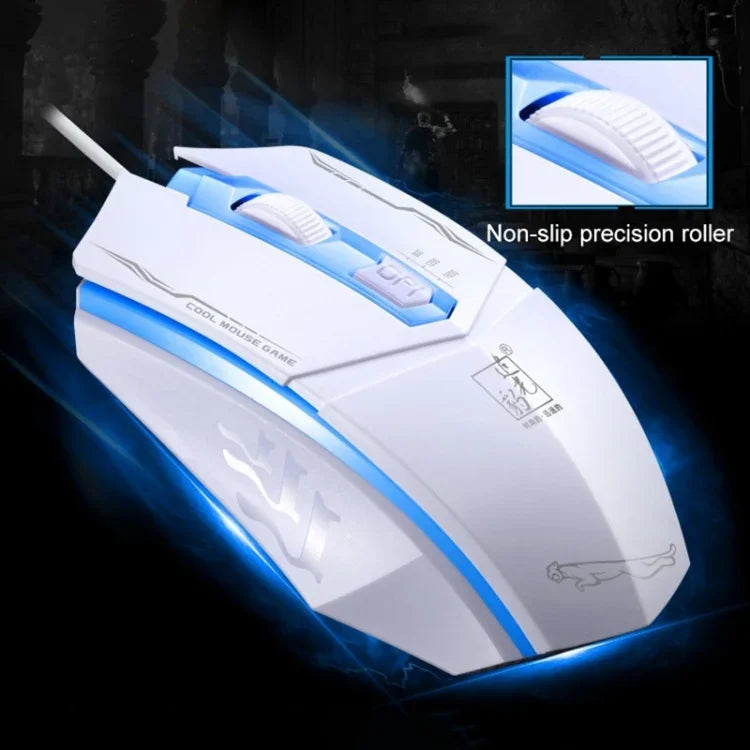 Souris de jeu optique filaire Chasing Leopard 199 USB 1600 DPI avec rétroéclairage LED et trois vitesses réglables, longueur: 1,3 m, 199 noire, 199