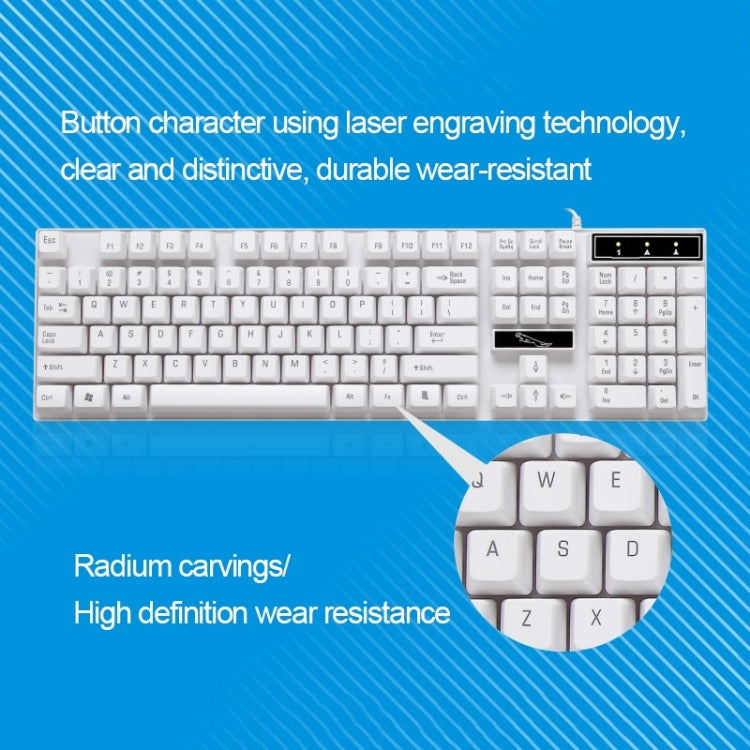 Ensemble Clavier de Jeu de Bureau Suspendu Filaire USB 104 Touches Chasing Leopard Q17 + Souris Filaire Symétrique, Longueur du câble du clavier : 1,4 m, Longueur du câble de la souris : 1,3 m, Q17 Noir, Q17 Blanc