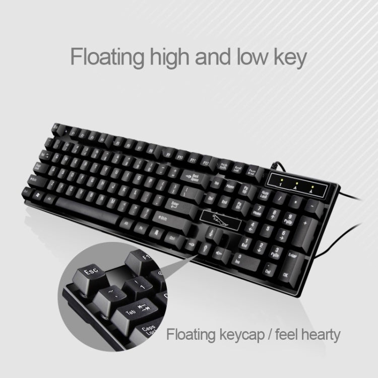 Ensemble Clavier de Jeu de Bureau Suspendu Filaire USB 104 Touches Chasing Leopard Q17 + Souris Filaire Symétrique, Longueur du câble du clavier : 1,4 m, Longueur du câble de la souris : 1,3 m, Q17 Noir, Q17 Blanc