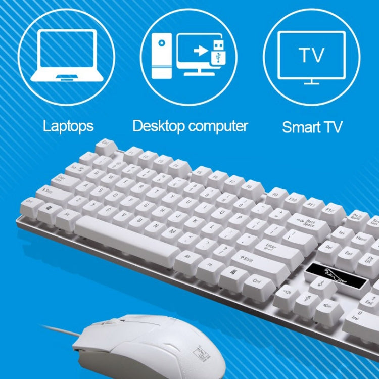 Ensemble Clavier de Jeu de Bureau Suspendu Filaire USB 104 Touches Chasing Leopard Q17 + Souris Filaire Symétrique, Longueur du câble du clavier : 1,4 m, Longueur du câble de la souris : 1,3 m, Q17 Noir, Q17 Blanc