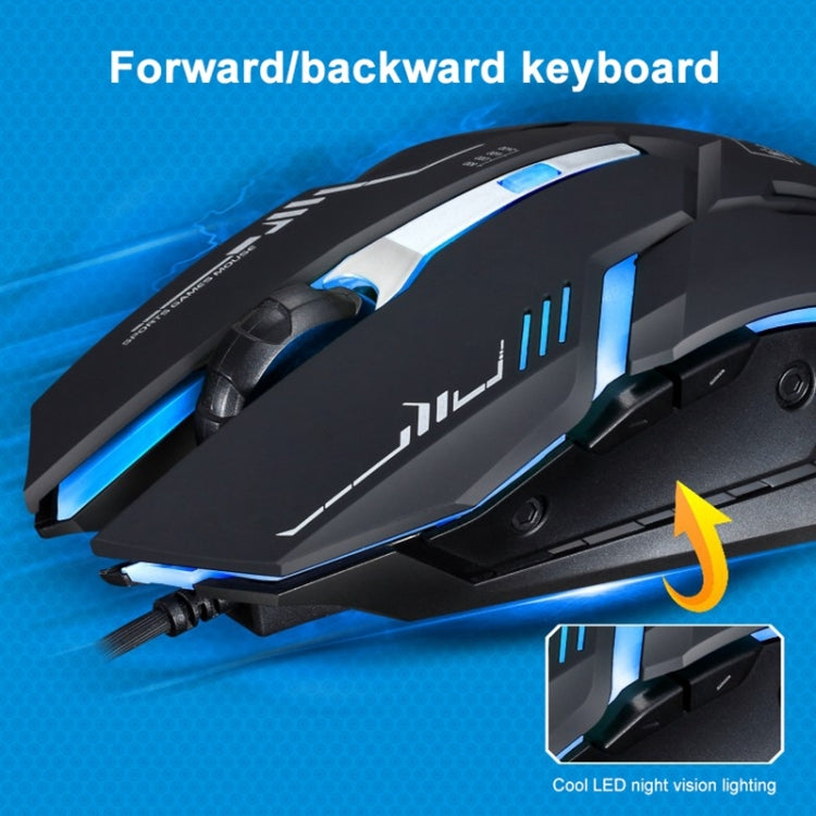 Souris de jeu optique filaire Chasing Leopard V17 USB 2400 DPI réglable à quatre vitesses avec motif de ligne et lumière respiratoire LED, longueur : 1,45 m, V17, V17 Jet Black