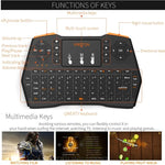 Clavier sans fil mini VIBOTON i8 Plus 2,4 GHz QWERT avec pavé tactile pour boîtier TV, Mi Box, ordinateur, tablette, ordinateur portable et projecteur (noir), clavier sans fil