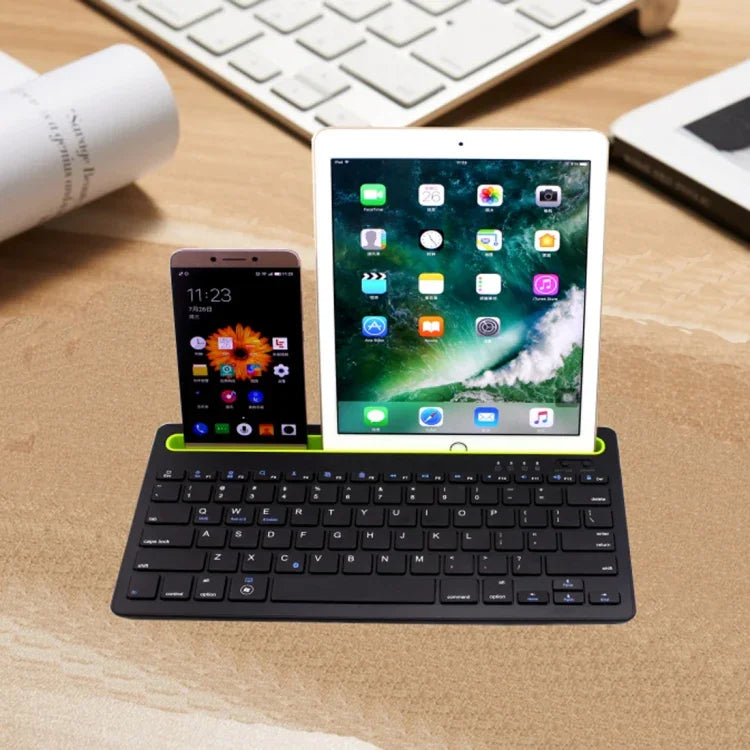 Clavier sans fil Bluetooth B908 ultra-fin à 78 touches avec support concave pour téléphone portable