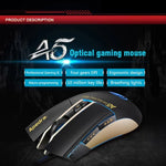 Apedra iMICE A5 Souris de jeu haute précision LED à lumière respiratoire contrôlée à quatre couleurs USB 7 boutons 3200 DPI Souris de jeu optique filaire pour ordinateur PC portable, iMICE A5