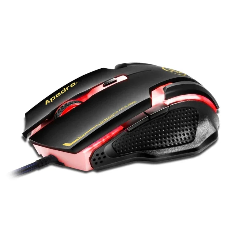Apedra iMICE A9 Souris de jeu haute précision LED à quatre couleurs à respiration contrôlée USB 6 boutons 3200 DPI Souris de jeu optique filaire pour ordinateur PC portable, iMICE A9
