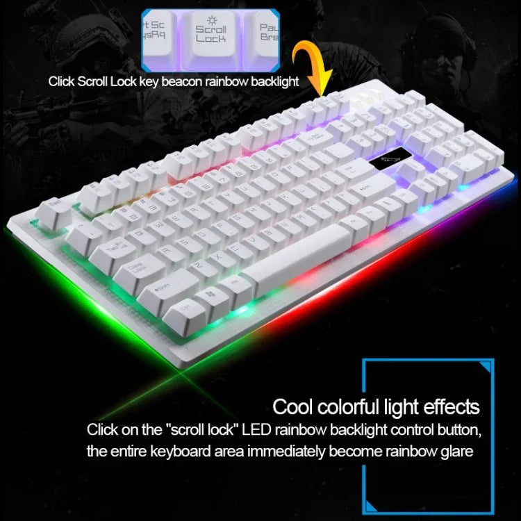 ZGB G20 Clavier d'ordinateur lumineux filaire USB à 104 touches, sensation mécanique, clavier de jeu