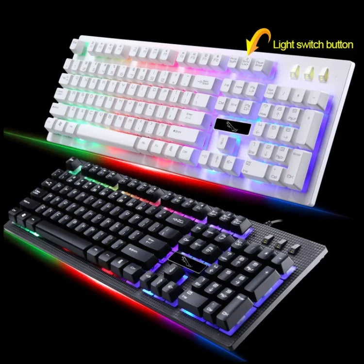 ZGB G20 Clavier d'ordinateur lumineux filaire USB à 104 touches, sensation mécanique, clavier de jeu