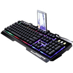 Clavier de jeu ZGB G700 104 touches filaire USB à sensation mécanique, panneau métallique lumineux, suspension, avec support de téléphone