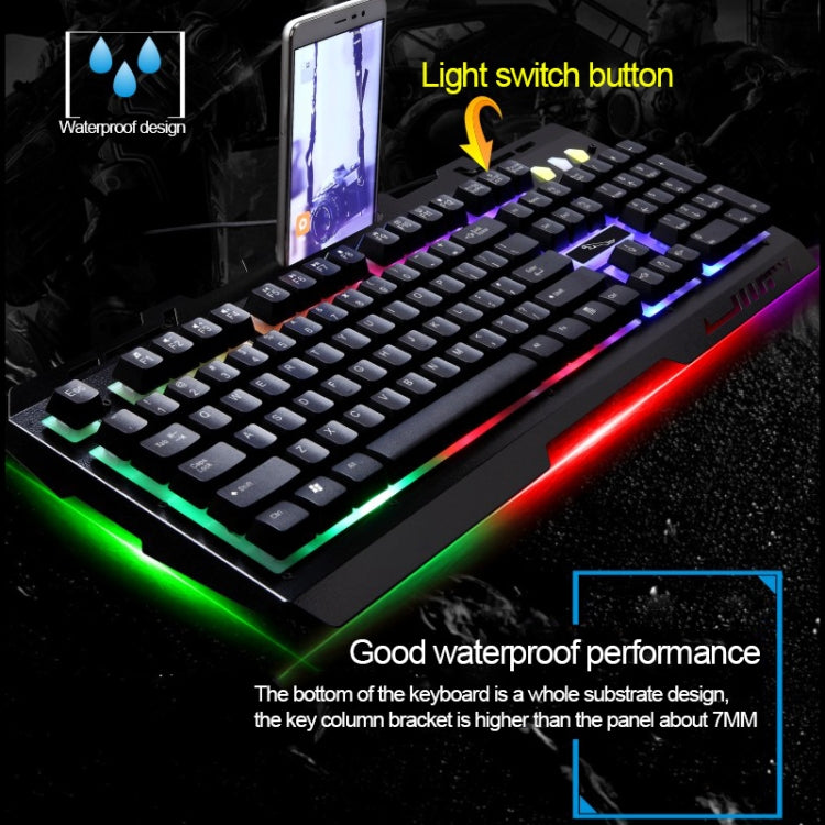 Clavier de jeu ZGB G700 104 touches filaire USB à sensation mécanique, panneau métallique lumineux, suspension, avec support de téléphone
