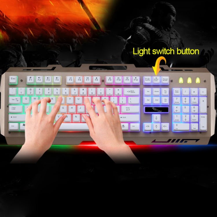 Clavier de jeu ZGB G700 104 touches filaire USB à sensation mécanique, panneau métallique lumineux, suspension, avec support de téléphone