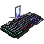 Clavier de jeu ZGB G700 104 touches filaire USB à sensation mécanique, panneau métallique lumineux, suspension, avec support de téléphone