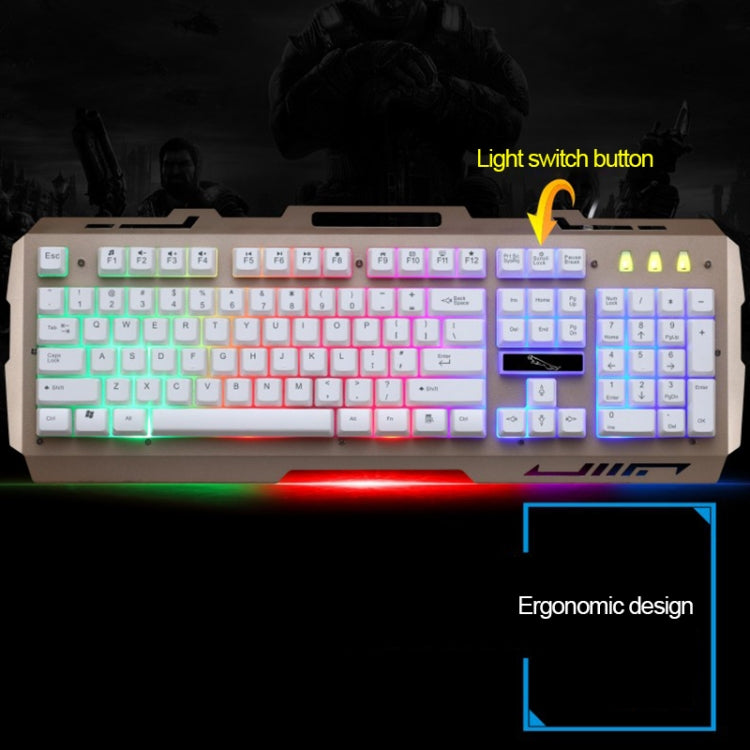 Clavier de jeu ZGB G700 104 touches filaire USB à sensation mécanique, panneau métallique lumineux, suspension, avec support de téléphone