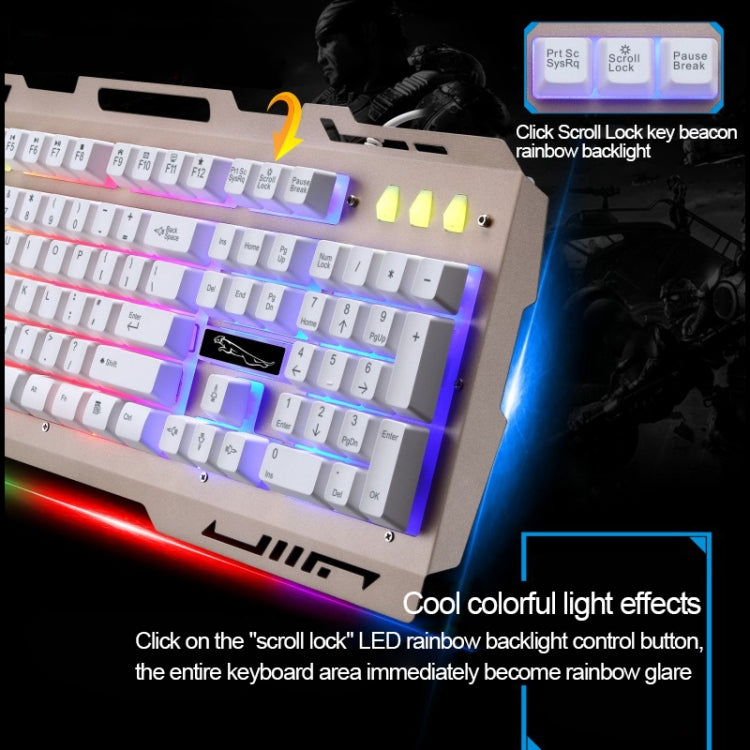 Clavier de jeu ZGB G700 104 touches filaire USB à sensation mécanique, panneau métallique lumineux, suspension, avec support de téléphone