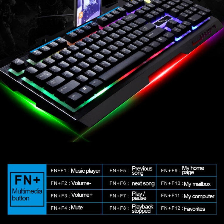 Clavier de jeu ZGB G700 104 touches filaire USB à sensation mécanique, panneau métallique lumineux, suspension, avec support de téléphone