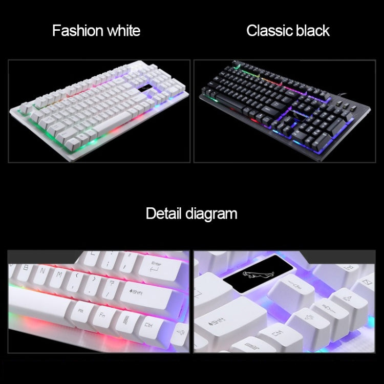 ZGB G20 1600 DPI Kit Clavier à Suspension Rétro-Éclairé Mécanique Filaire Professionnel + Souris Optique pour Ordinateur Portable, PC