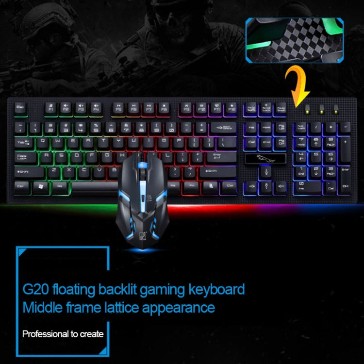 ZGB G20 1600 DPI Kit Clavier à Suspension Rétro-Éclairé Mécanique Filaire Professionnel + Souris Optique pour Ordinateur Portable, PC