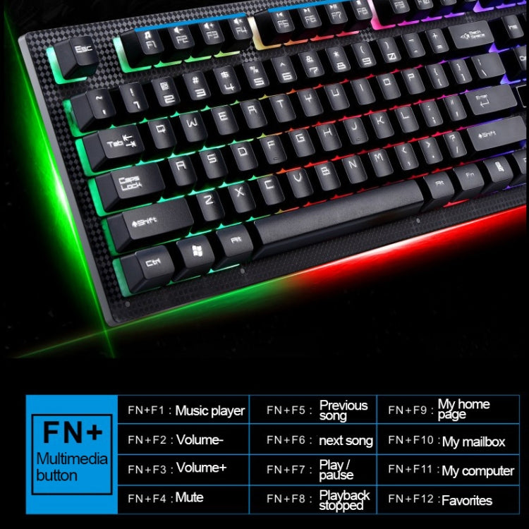 ZGB G20 1600 DPI Kit Clavier à Suspension Rétro-Éclairé Mécanique Filaire Professionnel + Souris Optique pour Ordinateur Portable, PC