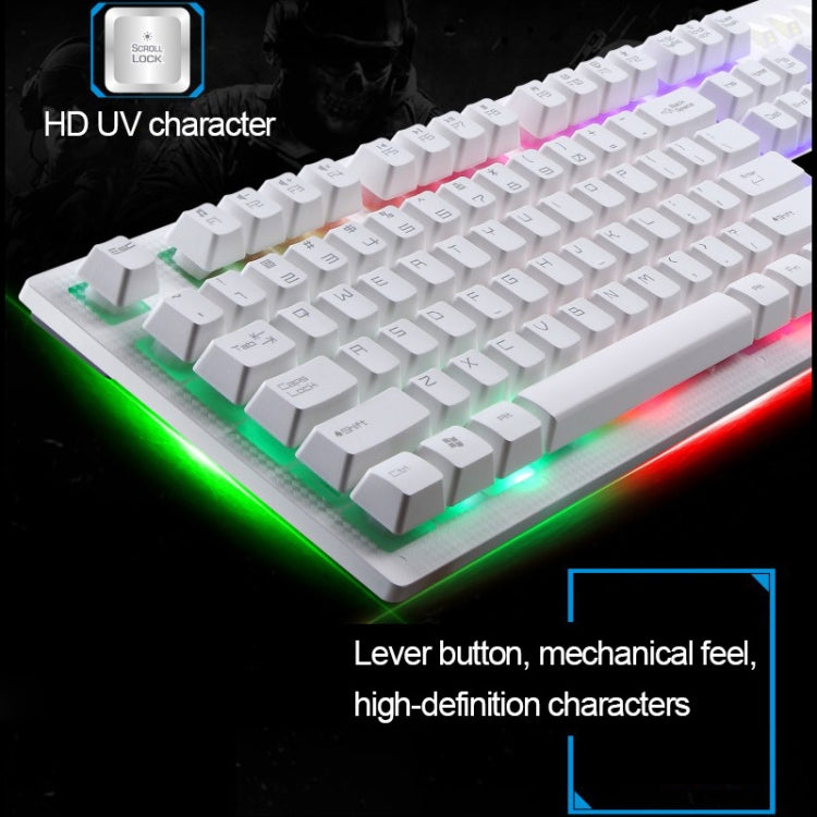 ZGB G20 1600 DPI Kit Clavier à Suspension Rétro-Éclairé Mécanique Filaire Professionnel + Souris Optique pour Ordinateur Portable, PC