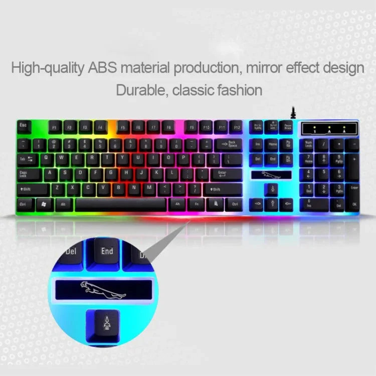 Kit clavier à suspension mécanique rétroéclairé coloré ZGB G21 1600 DPI filaire professionnel + souris optique pour ordinateur portable, PC