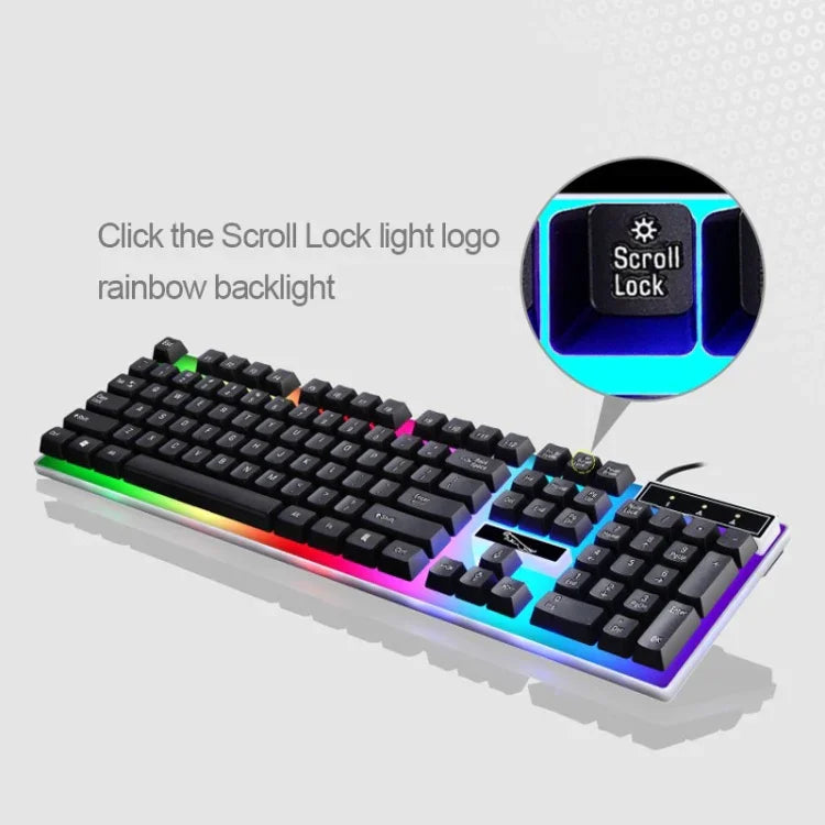 Kit clavier à suspension mécanique rétroéclairé coloré ZGB G21 1600 DPI filaire professionnel + souris optique pour ordinateur portable, PC