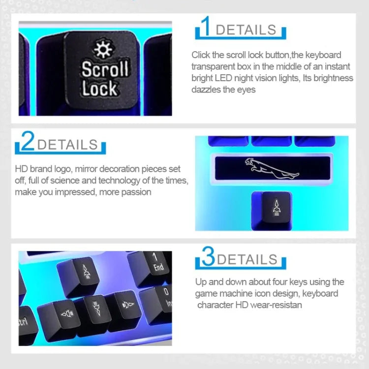Kit clavier à suspension mécanique rétroéclairé coloré ZGB G21 1600 DPI filaire professionnel + souris optique pour ordinateur portable, PC