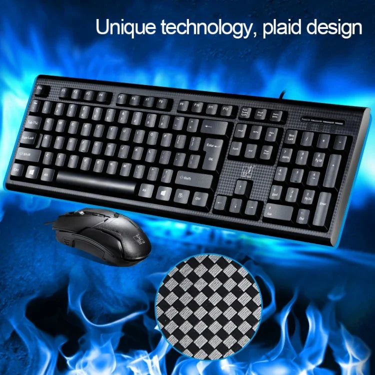 Clavier de jeu professionnel et souris optique filaire Chasing Leopard Q9 1600 DPI avec texture grille