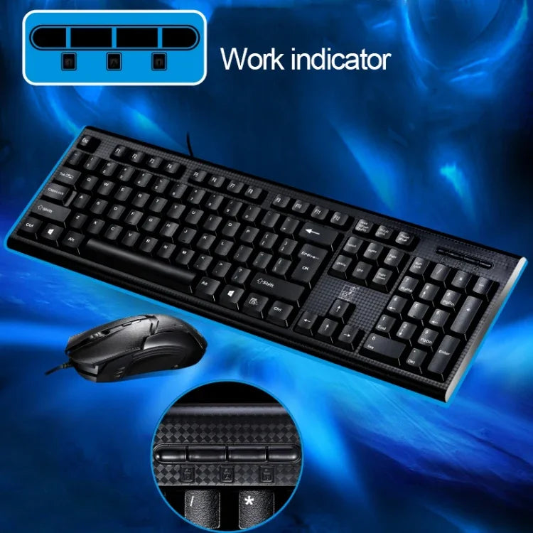Clavier de jeu professionnel et souris optique filaire Chasing Leopard Q9 1600 DPI avec texture grille