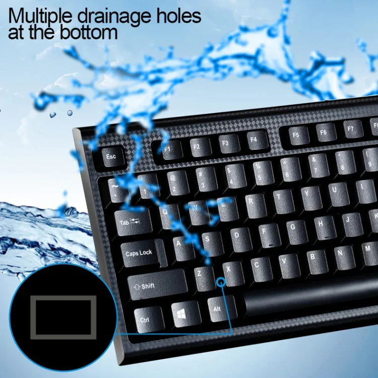 Clavier de jeu professionnel et souris optique filaire Chasing Leopard Q9 1600 DPI avec texture grille
