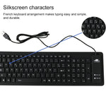 Clavier d'ordinateur portable de bureau étanche en silicone filaire USB 103 touches, langue française, longueur du câble : 1,5 m