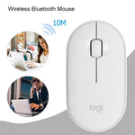 Souris optique sans fil Bluetooth Logitech Pebble de forme galet, fine, 3 boutons, 1000 DPI, silencieuse, portée sans fil : 10 m