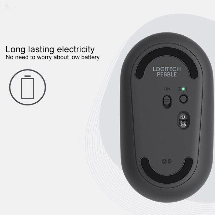 Souris optique sans fil Bluetooth Logitech Pebble de forme galet, fine, 3 boutons, 1000 DPI, silencieuse, portée sans fil : 10 m