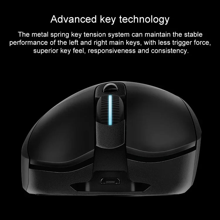 Souris gaming optique sans fil Logitech G703 LIGHTSPEED 16000 DPI, 6 boutons programmables, capteur HERO 16K, rétroéclairage RGB