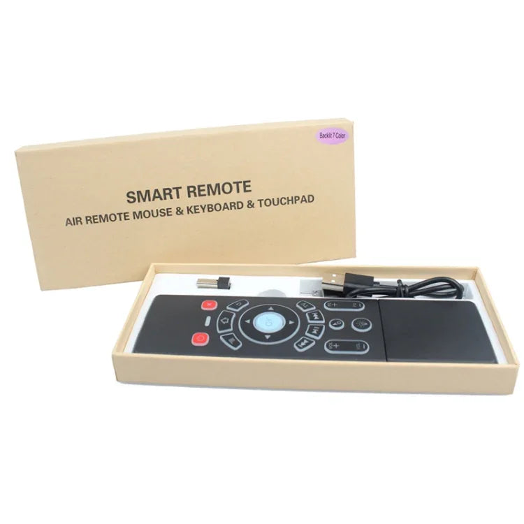 T6 Version lumineuse colorée Souris Air Clavier sans fil 2.4GHz Télécommande avec pavé tactile & apprentissage IR pour PC, Android TV Box / Smart TV, appareils multimédias, T6