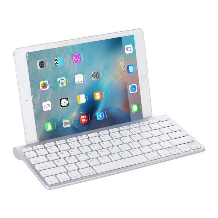 Clavier Bluetooth sans fil ultra-fin 78 touches MC Saite 460BT, support intégré, compatible Android / iOS / Windows (argent)