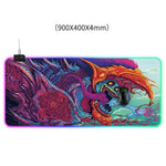 Tapis de souris illuminé à motif monstre informatique, Taille : 90 x 40 x 0,4 cm, 90 x 40 x 0,4 cm