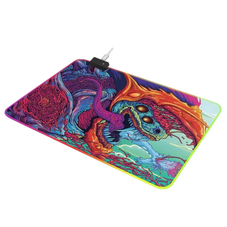 Tapis de souris illuminé à motif monstre informatique, Taille : 90 x 40 x 0,4 cm, 90 x 40 x 0,4 cm