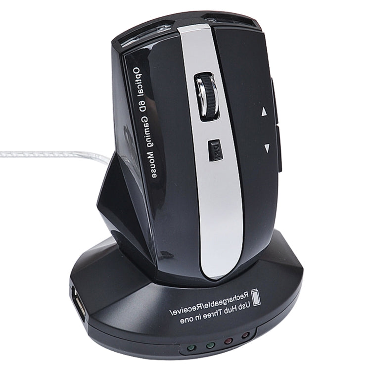 MZ-011 Souris optique sans fil rechargeable 2,4 GHz 1600 DPI avec fonction HUB, Noir, Noir Argent, Blanc + Bleu Royal, Blanc Perle, Bleu, Argent