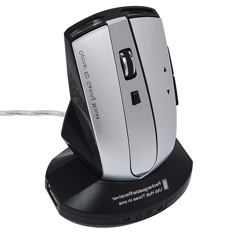 MZ-011 Souris optique sans fil rechargeable 2,4 GHz 1600 DPI avec fonction HUB, Noir, Noir Argent, Blanc + Bleu Royal, Blanc Perle, Bleu, Argent