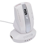 MZ-011 Souris optique sans fil rechargeable 2,4 GHz 1600 DPI avec fonction HUB, Noir, Noir Argent, Blanc + Bleu Royal, Blanc Perle, Bleu, Argent