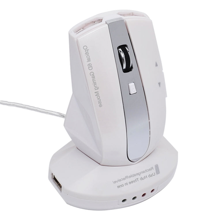 MZ-011 Souris optique sans fil rechargeable 2,4 GHz 1600 DPI avec fonction HUB, Noir, Noir Argent, Blanc + Bleu Royal, Blanc Perle, Bleu, Argent
