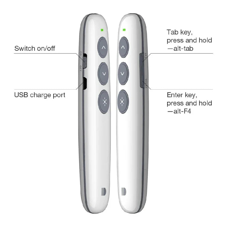 Stylo télécommande rechargeable sans fil Doosl DSIT007 2.4GHz pour présentation Powerpoint, distance de contrôle : 10m (blanc), DSIT007