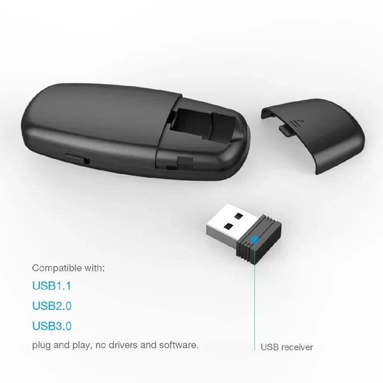 Télécommande mini rechargeable Doosl DSIT011 2.4GHz pour présentation PowerPoint, distance de contrôle : 100m (noir)