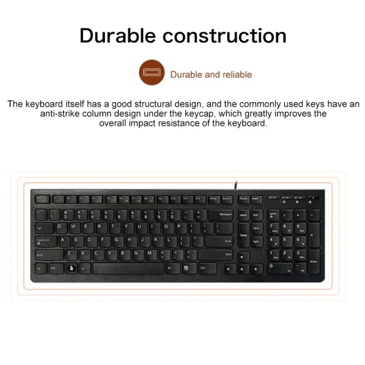 Clavier filaire simple ultra-fin Lenovo K5819 Office, K5819 (Noir)