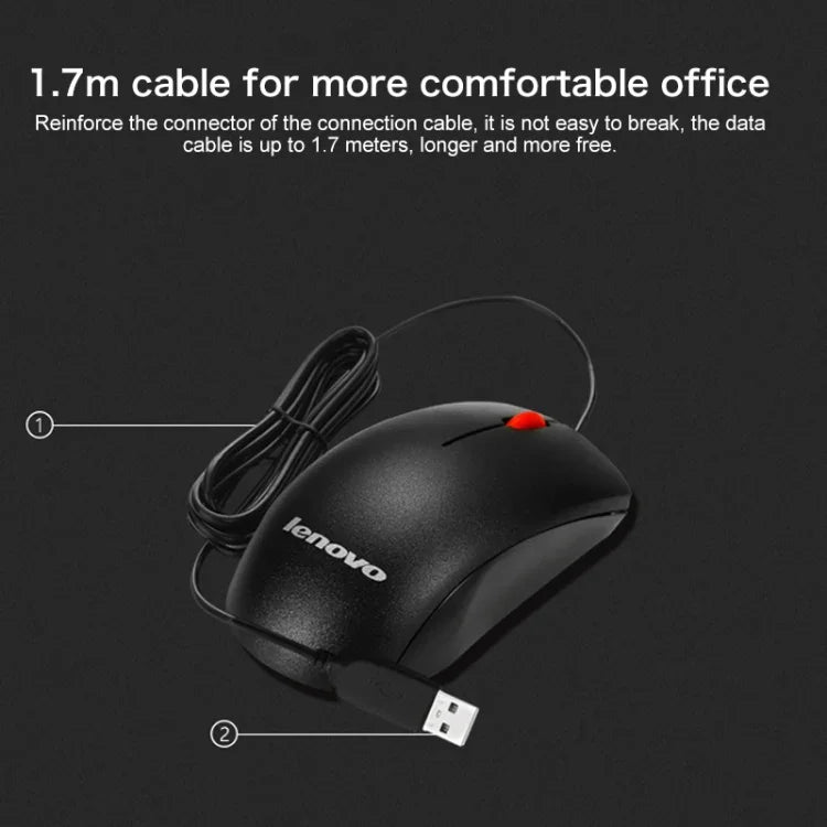 Souris filaire Lenovo M120 Pro Fashion Office Red Dot, souris filaire M120 Pro