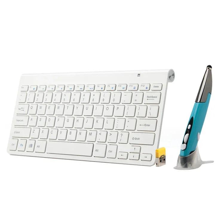 KM-909 Clavier multimédia sans fil 2,4 GHz + Souris stylo optique sans fil avec récepteur USB pour ordinateur PC portable, couleur de la souris stylo aléatoire, clavier KM-909 + souris stylo (blanc), clavier KM-909 + souris stylo (noir)