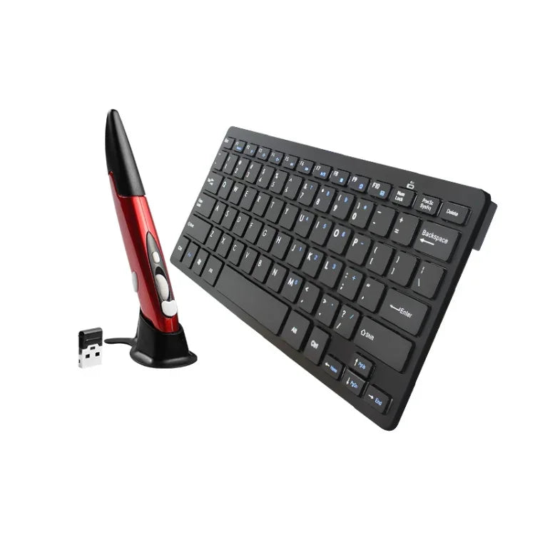 KM-808 Clavier Multimédia Sans Fil 2,4 GHz + Souris Stylo Optique Sans Fil avec Récepteur USB pour Ordinateur PC Portable, Couleur de la Souris Stylo Aléatoire, Clavier KM-808 + Souris Stylo (Blanc), Clavier KM-808 + Souris Stylo (Noir)