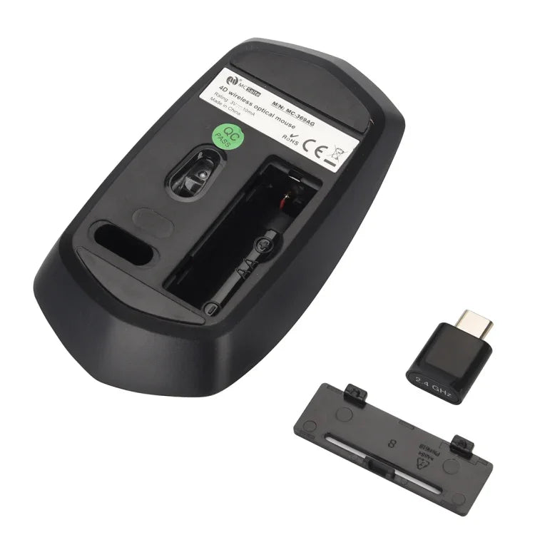 Souris optique sans fil 4 boutons MCSaite MC-369AG USB-C / Type-C 1600 DPI avec vitesse réglable sur trois niveaux