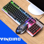 Ensemble clavier YINDIAO K002 filaire USB à sensation mécanique rétroéclairé RVB + souris optique silencieuse, rétroéclairage RVB / silencieux / noir, rétroéclairage RVB / blanc