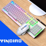 Ensemble clavier YINDIAO K002 filaire USB à sensation mécanique rétroéclairé RVB + souris optique silencieuse, rétroéclairage RVB / silencieux / noir, rétroéclairage RVB / blanc
